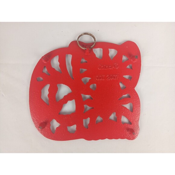 Cast Iron Red Kitty Cat Trivet Wall Hanging Wall Decor Red Enamel Wall Art - Picture 2 of 10